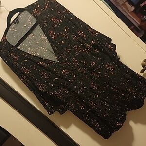 Torrid Halloween Print Babydoll Top, Faux-Wrap and Trumpet Sleeves